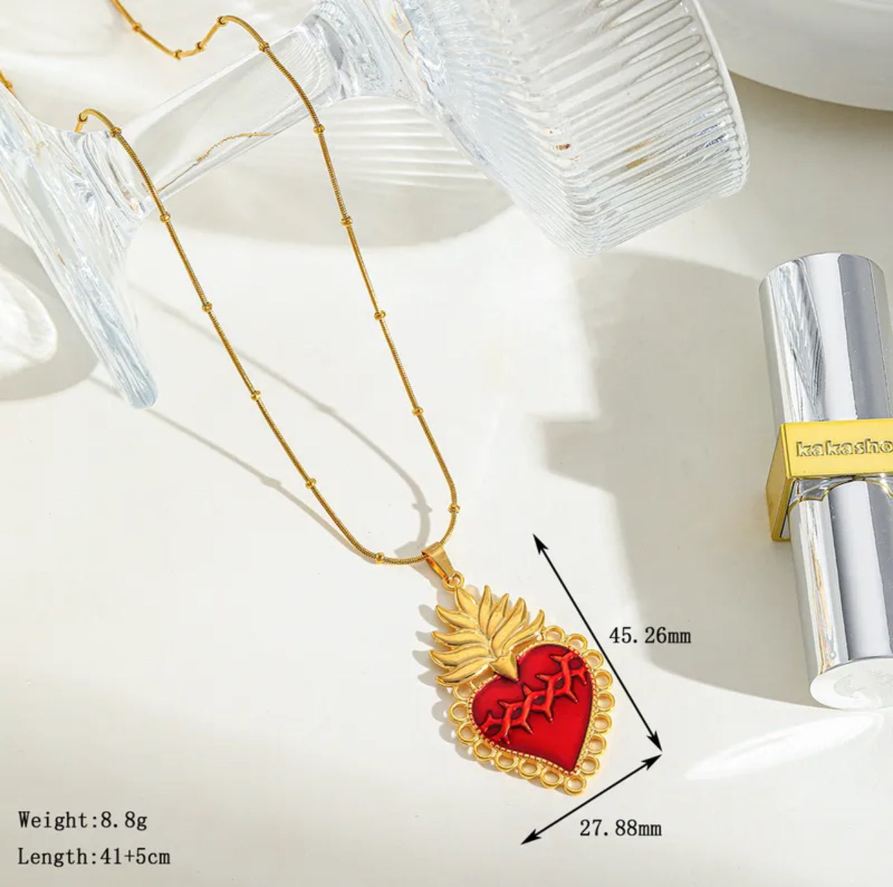 Collar corazón de fuego #2