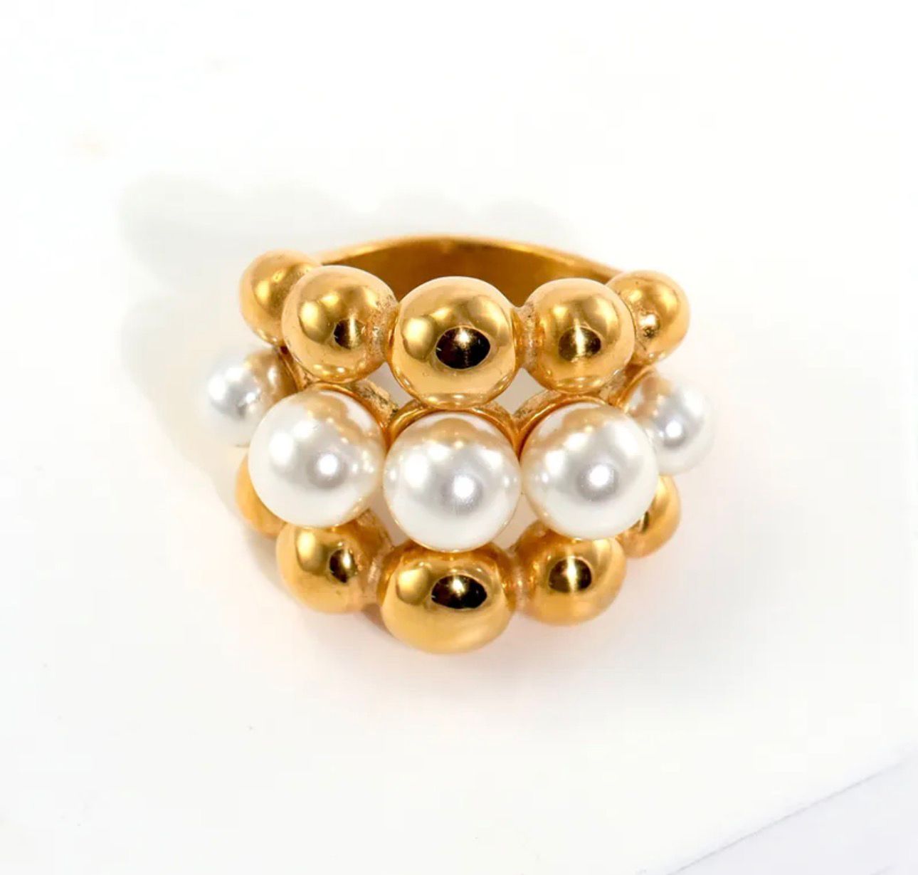 Anillo Perlas & Esferas