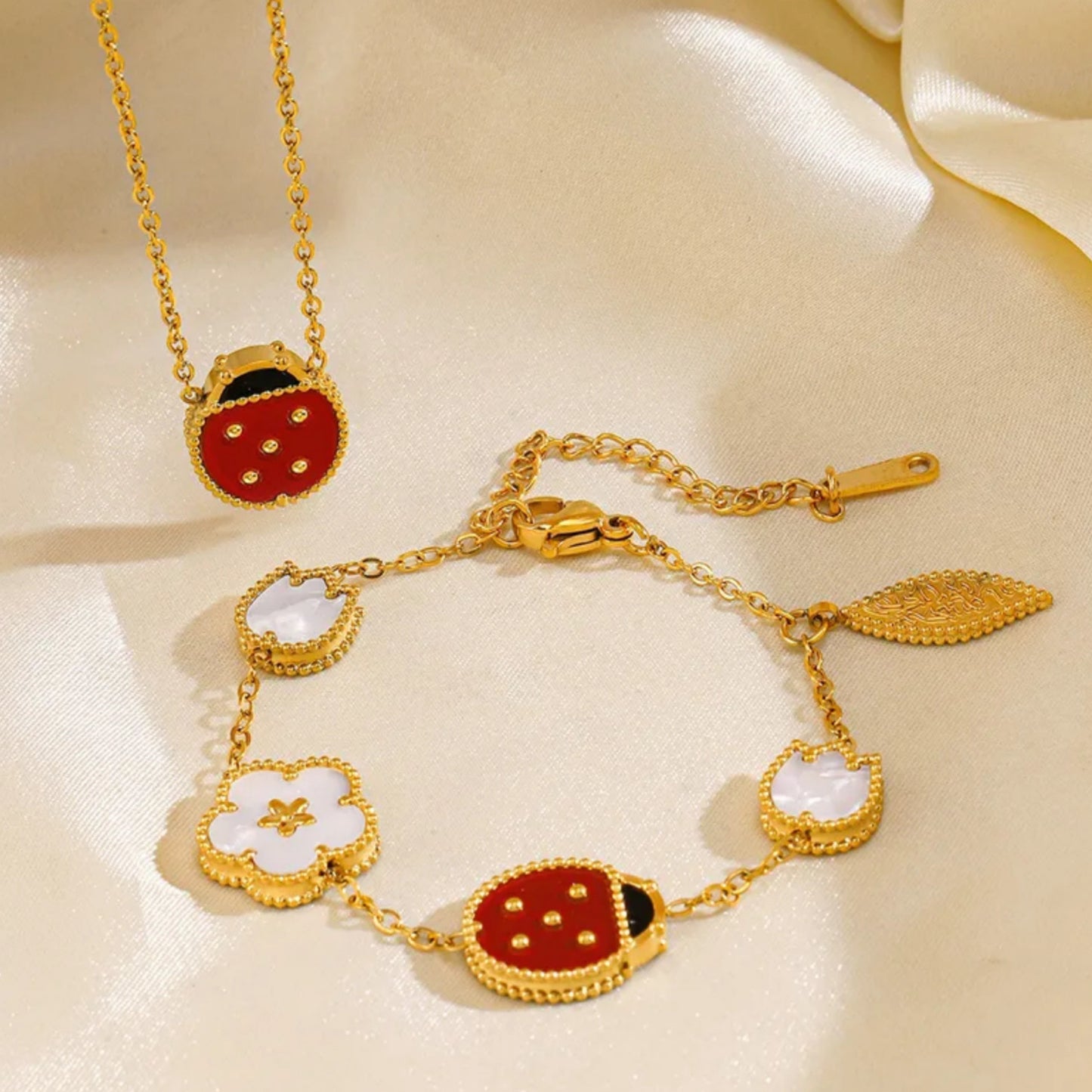 Set Buena Vibra - Pulsera y Collar de Mariquita