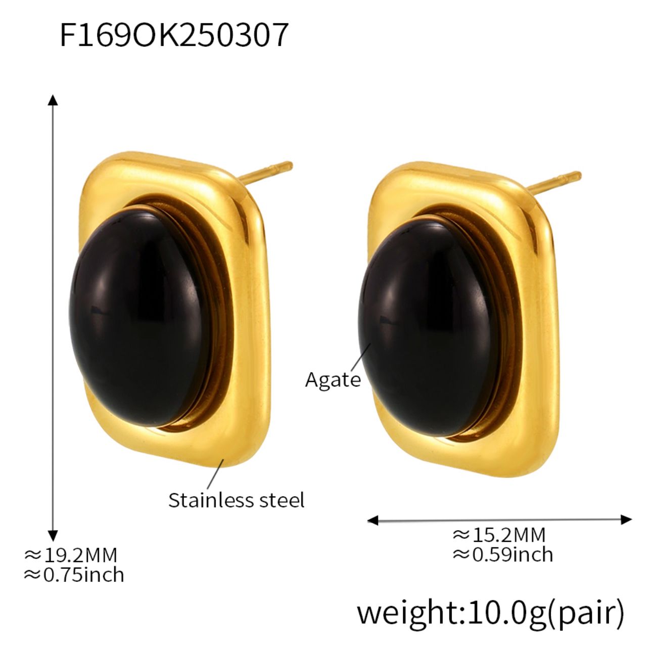 Set piedra óvalo Negro