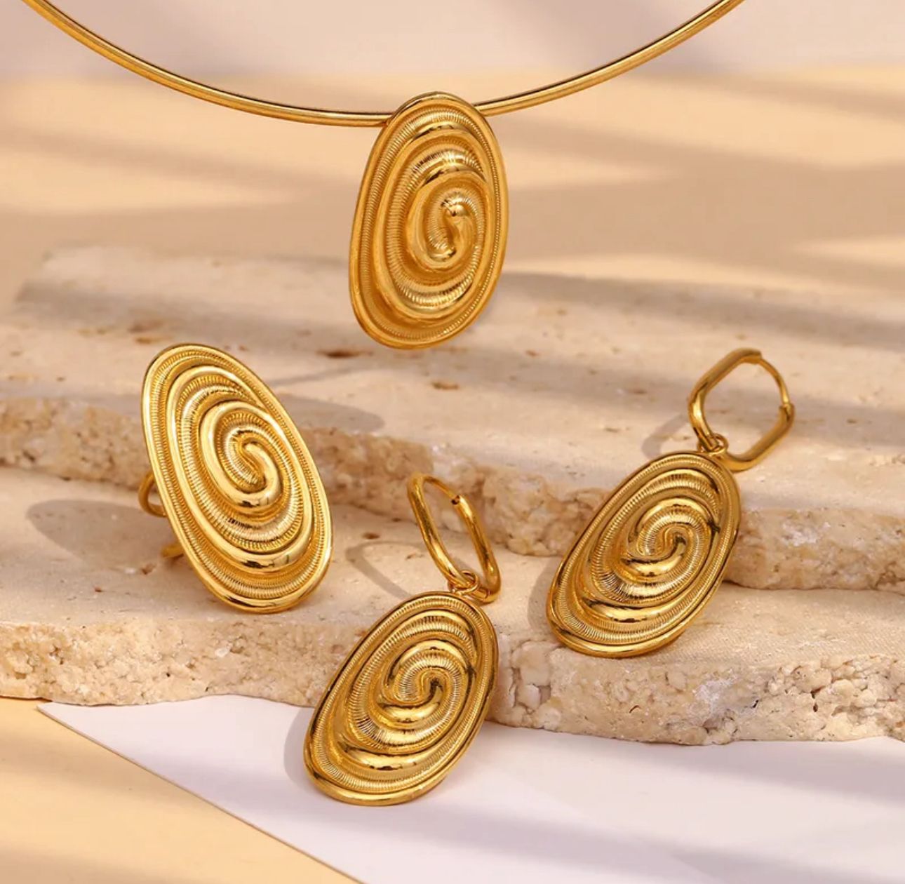 Set Espiral Dorado Ovalado