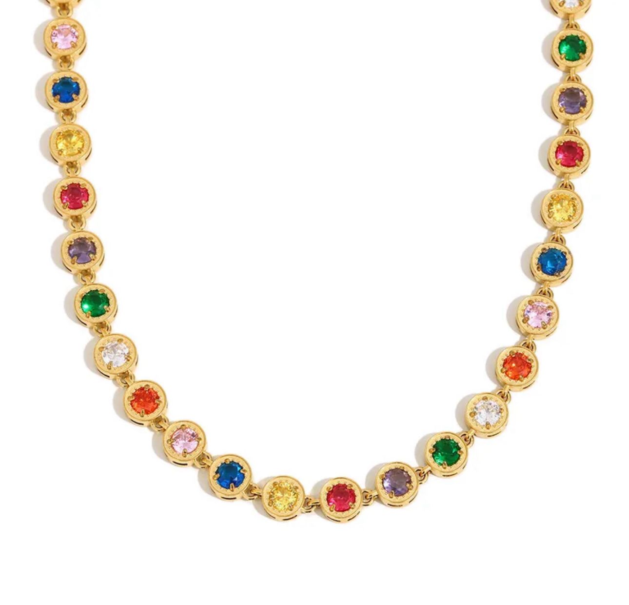 Set dorado con cuadrados multicolores