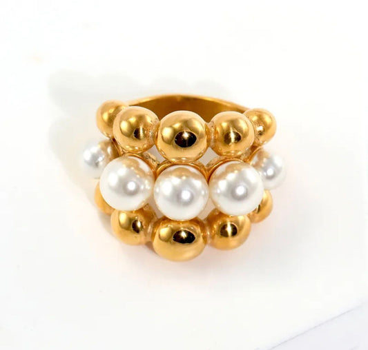 Anillo Perlas & Esferas